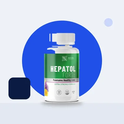 Hepatol Forte ambalajı: karaciğer için kapsül, şişede otuz adet