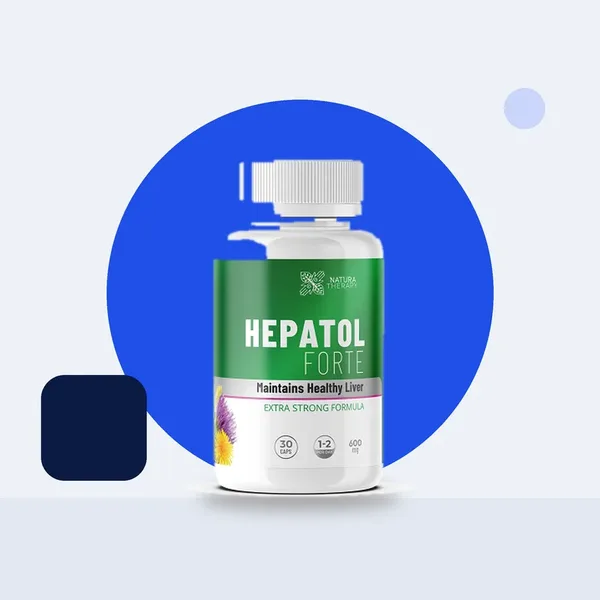 Hepatol Forte ambalajı: karaciğer için kapsül, şişede otuz adet