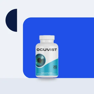 Ocuvist ambalajı: göz sağlığı için bitkisel ve vitaminli formül