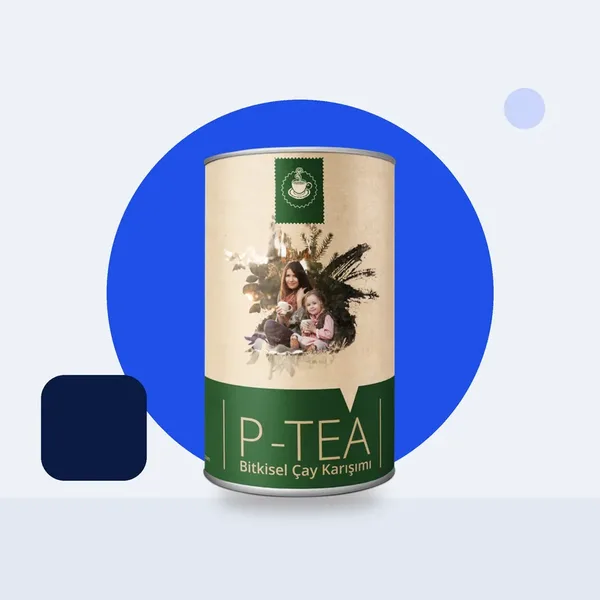 P-tea ambalajı: sindirim rahatlığı için demlenen bitki çayı